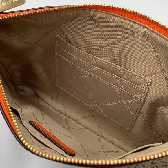 Michael Kors Jet Set LG 2 in 1 card case wristlet Wallet POPPY BROWN SIG… - Picture 15 of 16